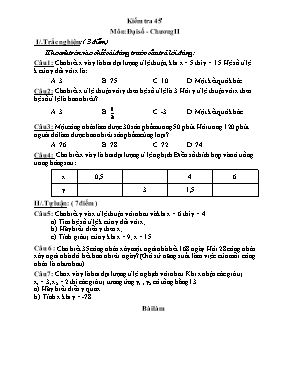 Kiểm tra 45 Môn Đại số 7 - Chương II